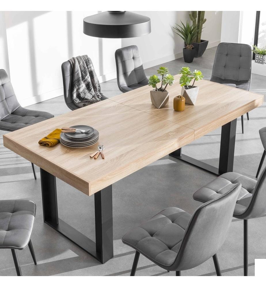 Table de Repas Extensible Brixton 200-300 x 90 x 75 cm - Brun & Noir