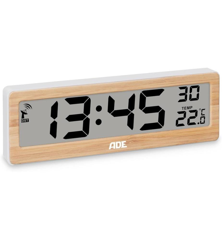 ADE - Horloge radio-pilotée Horloge radiopilotée DCF avec chiffres XXL numériques Bambou-blanc
