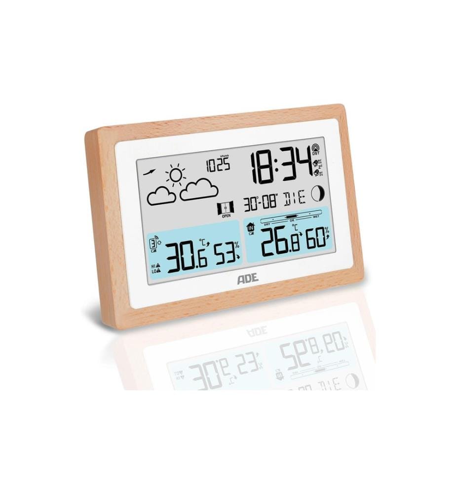 ADE - Station météo avec capteur extérieur sans fil Bois-blanc
