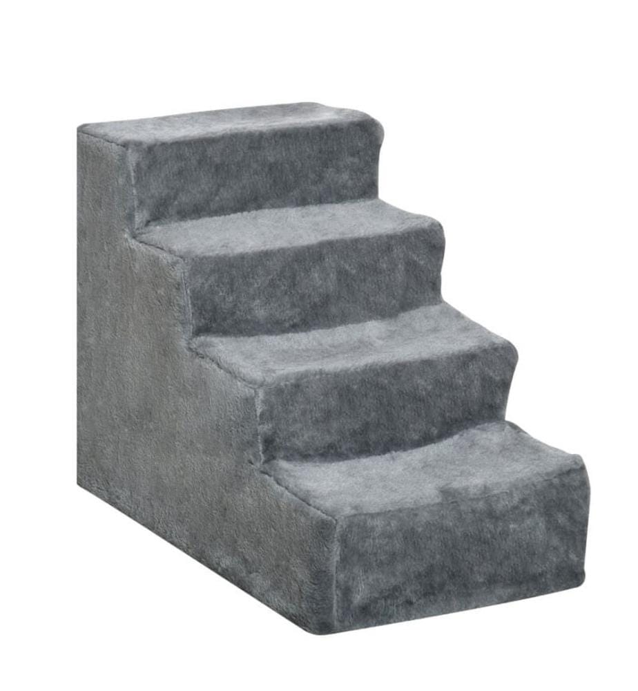 Escalier pour animaux domestiques 4 marches Gris 60 x 35 x 44 cm