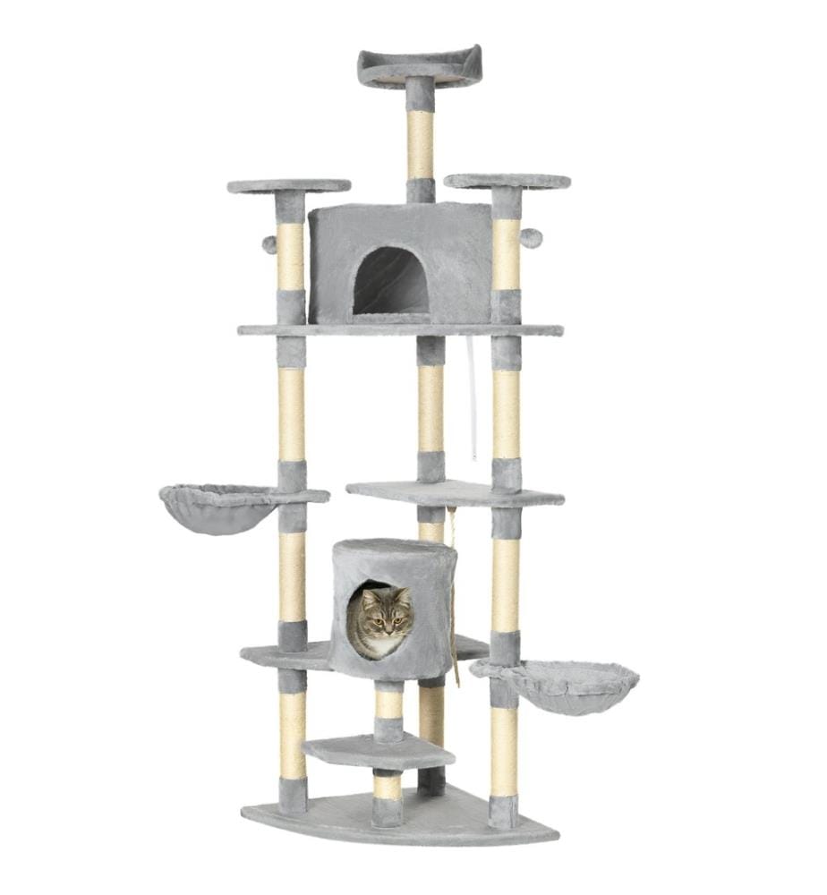 Arbre à chat avec 2 hamacs et 2 tanières pour chats, jouets inclus