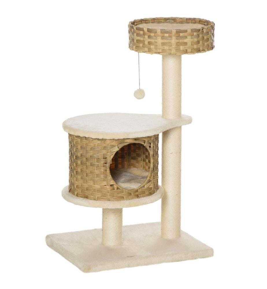 Arbre à chat en rotin Arbre à chat à grimper Hauteur 95 cm