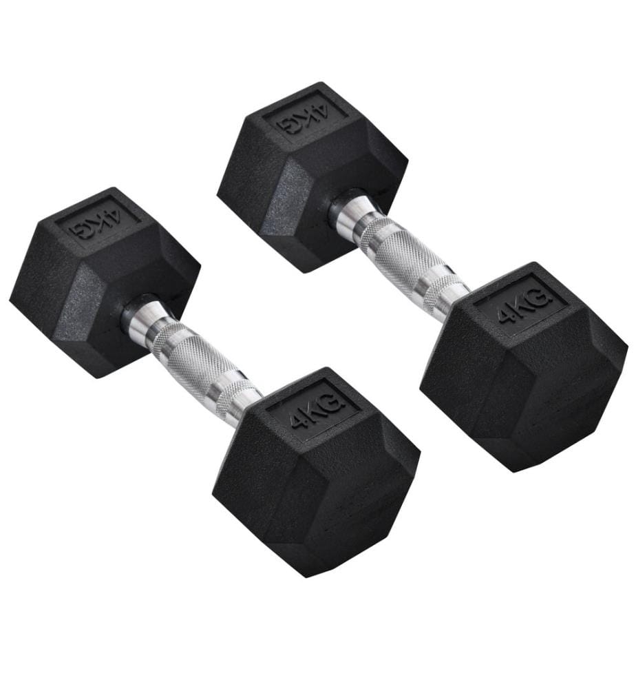 Haltères courts hexagonaux Gu mmihantel 2x 4kg noir