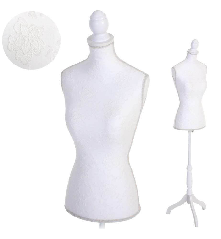 Mannequin de couture femme mousse - Blanc avec dentelle