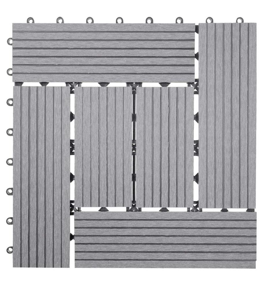 WPC Carreau de jardin Rhône imitation bois 1m2 base grise décalée