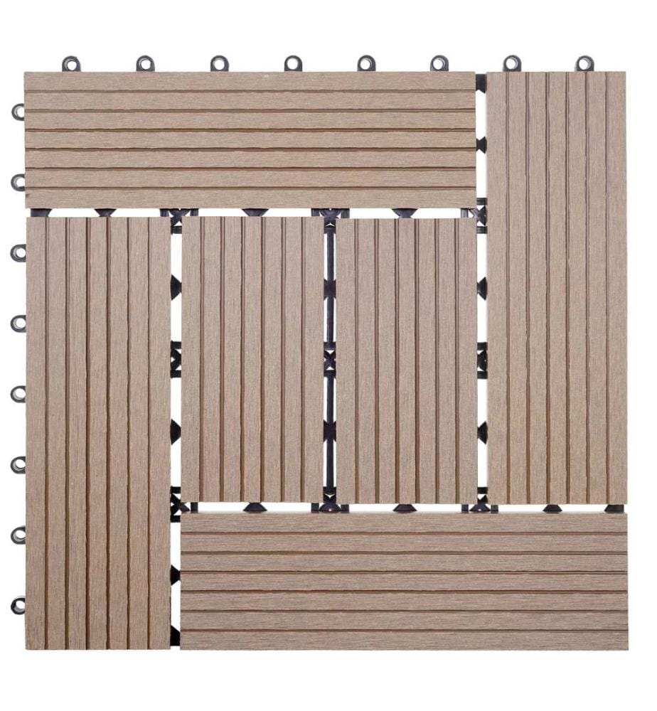WPC Carreau de jardin Rhône aspect bois 1m2 Base teck décalé