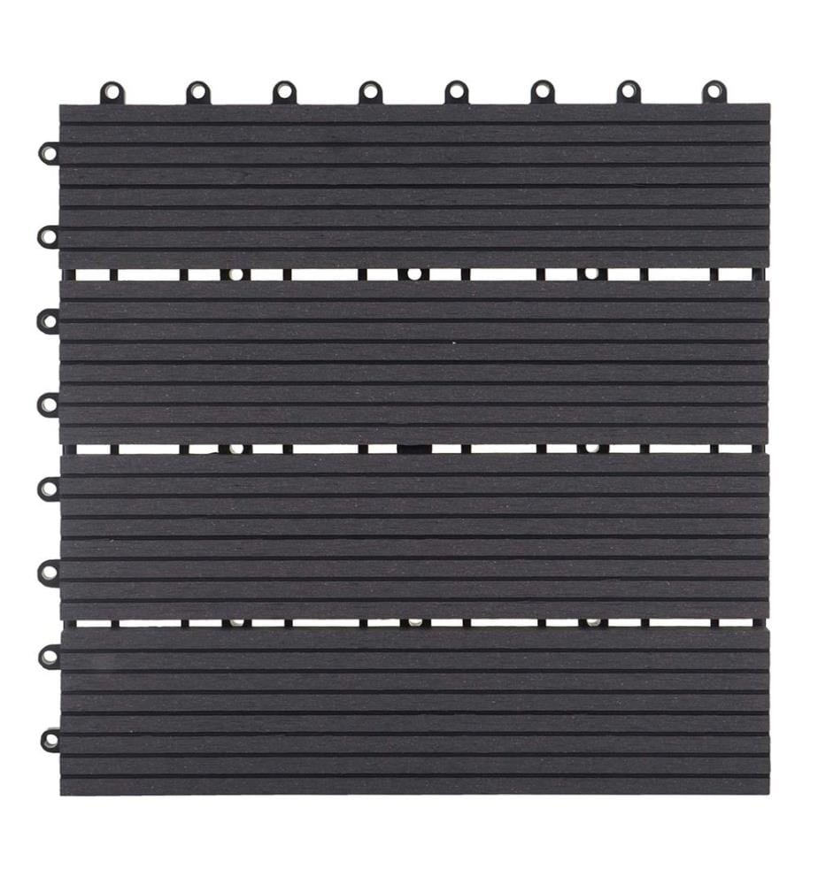 WPC Carreau de jardin Rhône imitation bois 1m2 Base anthracite linéaire