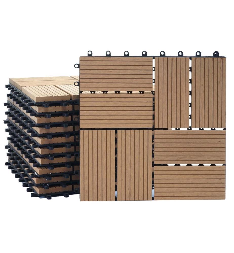 WPC Carreau de jardin Rhône aspect bois 1m2 Premium teck quadrilatère