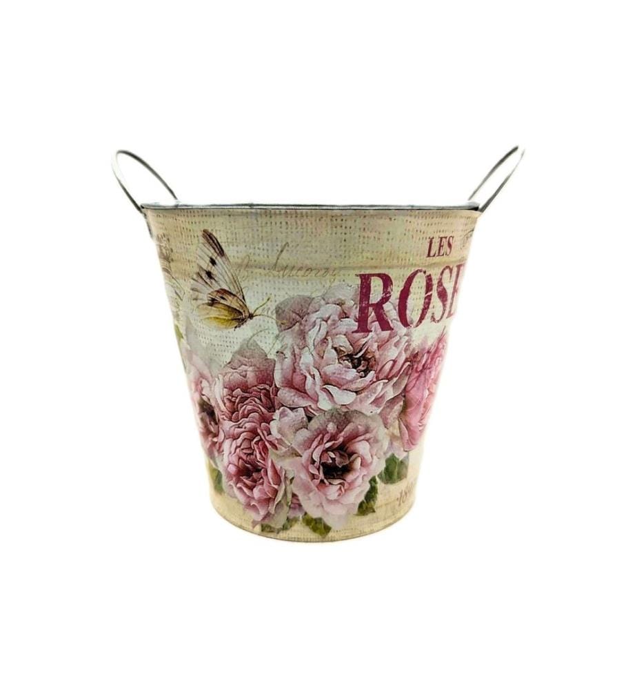 CHALET - Pot en zinc 23 x 20 cm, Rose/Beige
