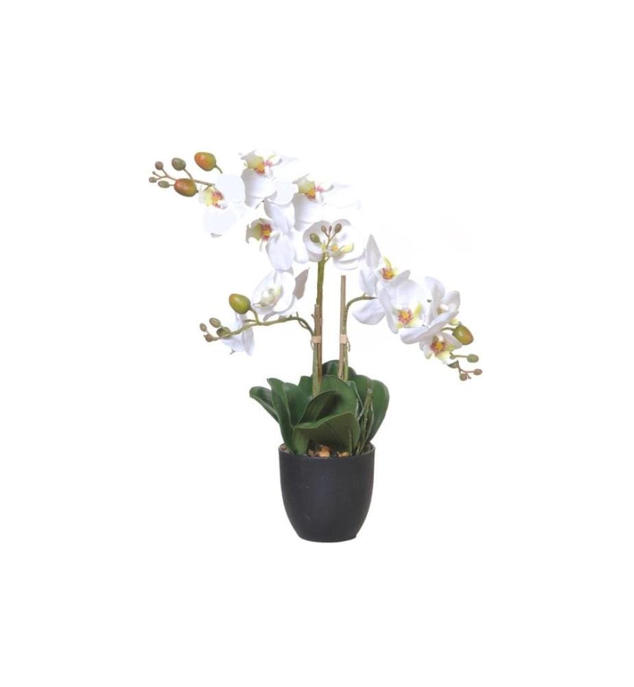CHALET - Fleur artificielle Orchidée en pot 42 cm, Blanc