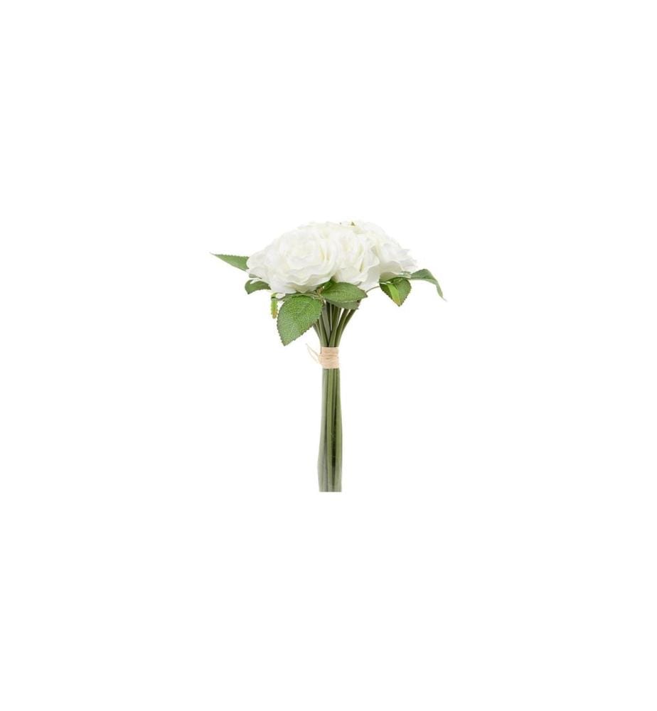 CHALET - Fleur artificielle Bouquet de roses 25 cm, Blanc