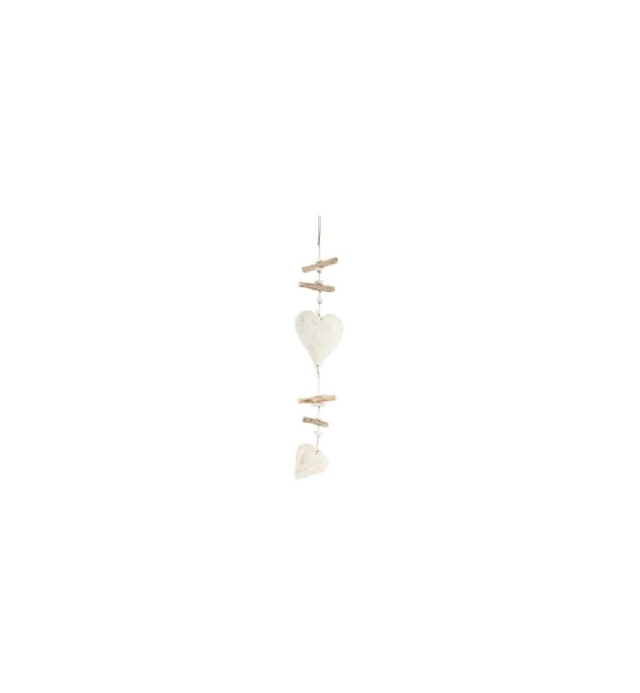 CHALET Guirlande en forme de cur Bois de paulownia blanc marron 72 cm