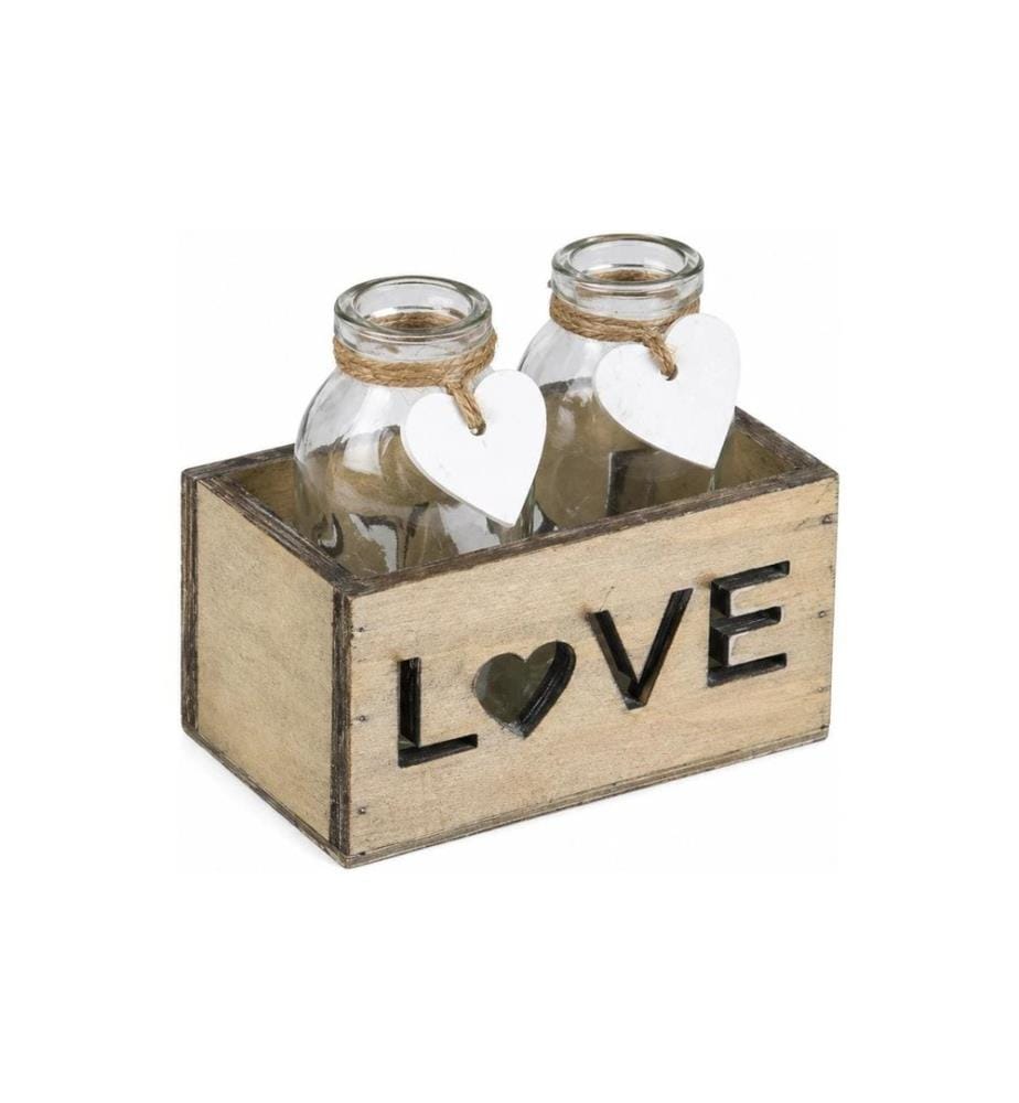 CHALET Chalet Plateau en bois Love 2 bouteilles