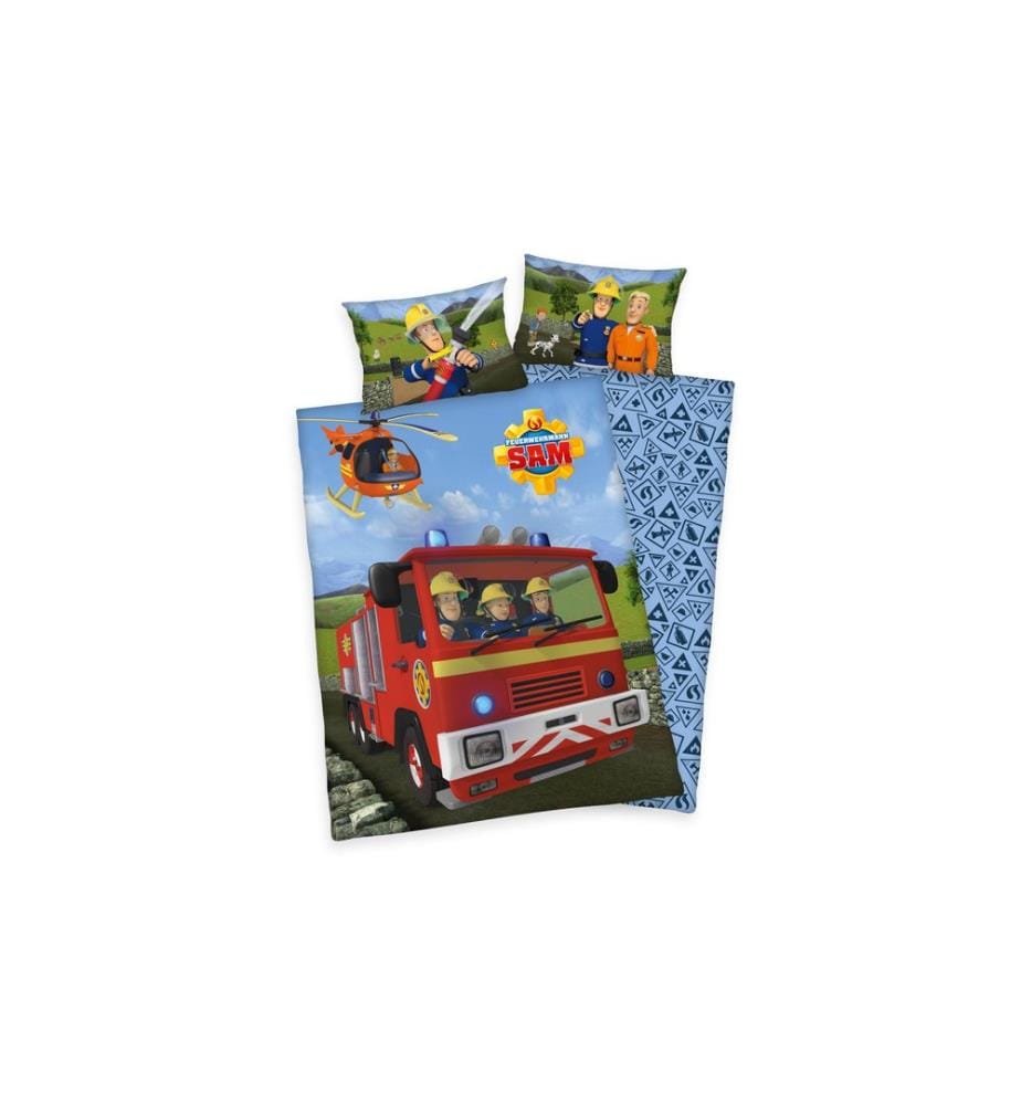 HERDING - Literie pour enfants Sam le pompier 100 x 135 cm + 40 x 60 cm