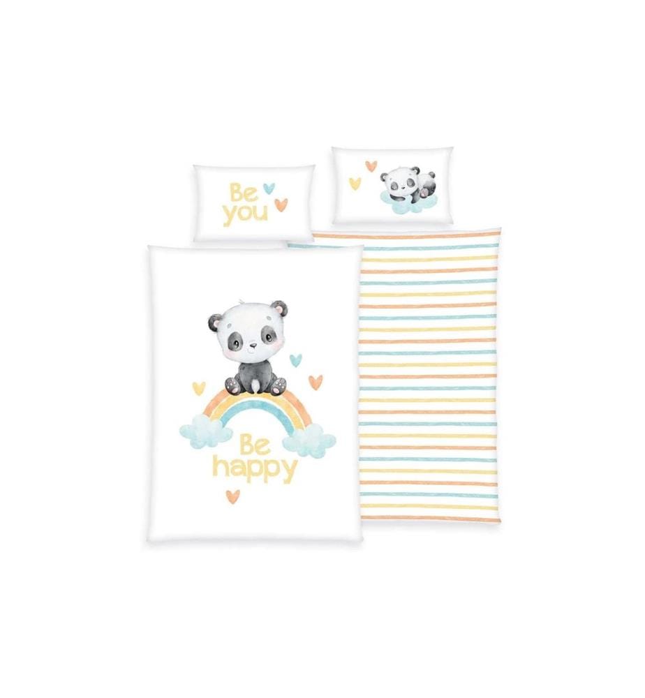 HERDING - Literie pour enfants Panda arc-en-ciel 100 x 135 cm + 40 x 60 cm