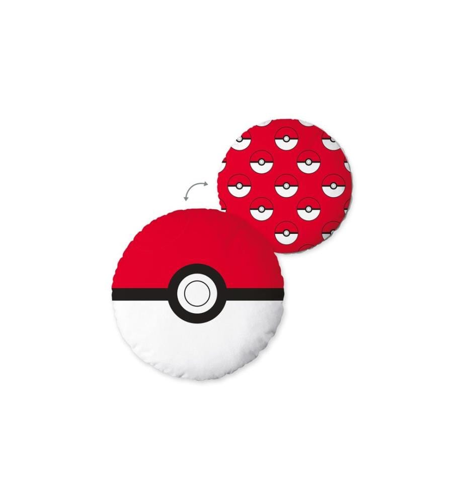 HERDING - Coussin Pokémon Pokeball 30 x 30 cm, Rouge/Blanc