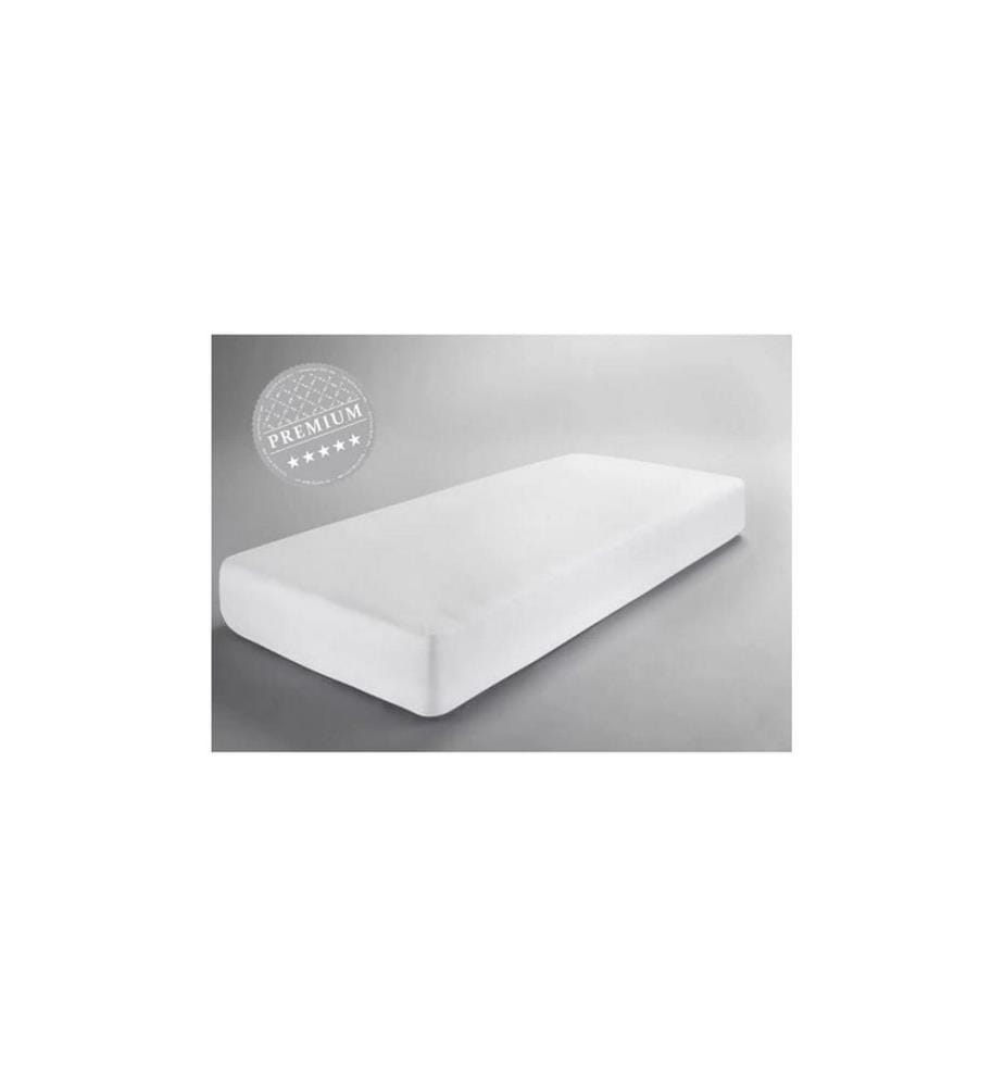 Dormisette - Drap-housse molletonné Aqua Premium 90-100 x 200 cm, Blanc