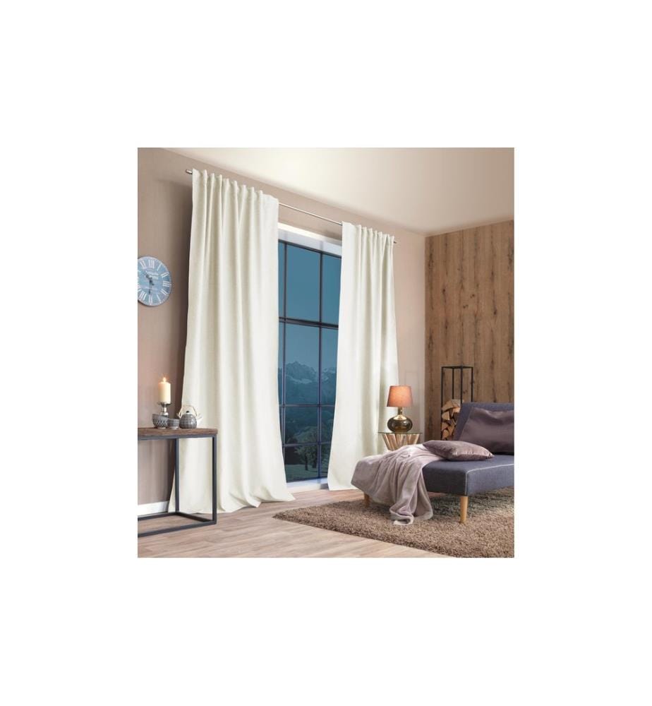 STOTZ - Decor AG Rideaux opaques avec galons autoplissants Samedan 135 cmx225 cm, Blanc de laine