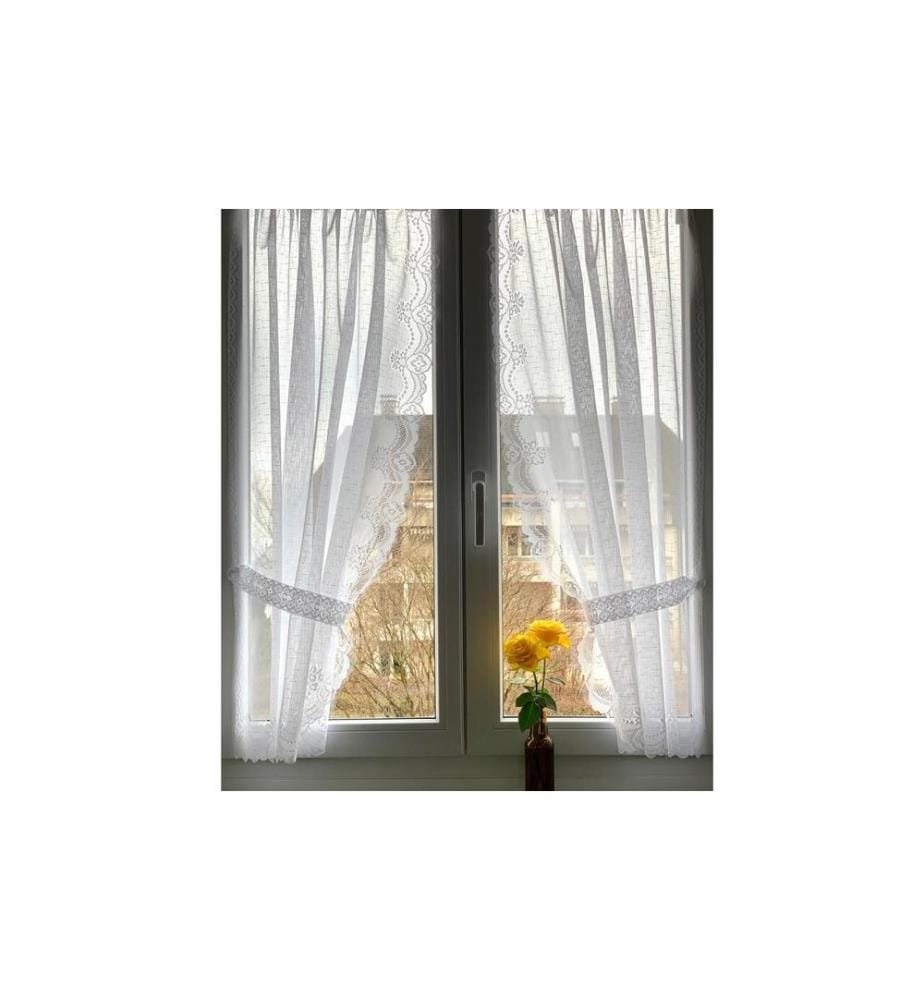 HUBATKA - Rideau ajouré vitrage Cols en dentelle 95 cm x 130 cm, Blanc