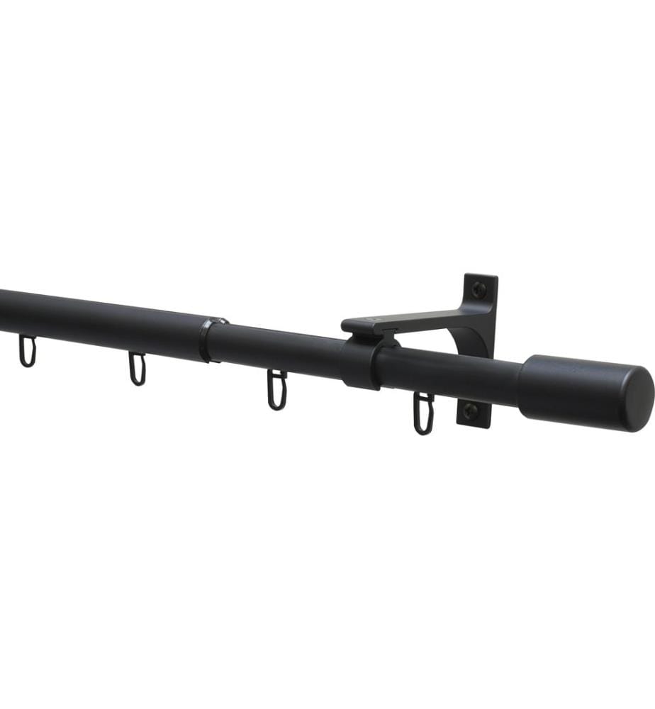 GARDINIA - Tringle de rideau Set Thasos 100-190 cm, noir mat