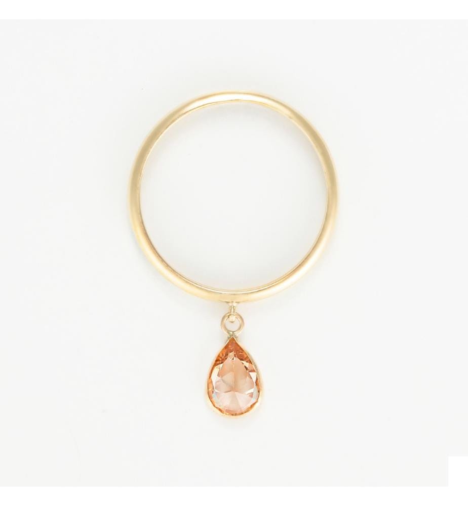 Bague Médaillon Orange - Or Jaune et Zirconium