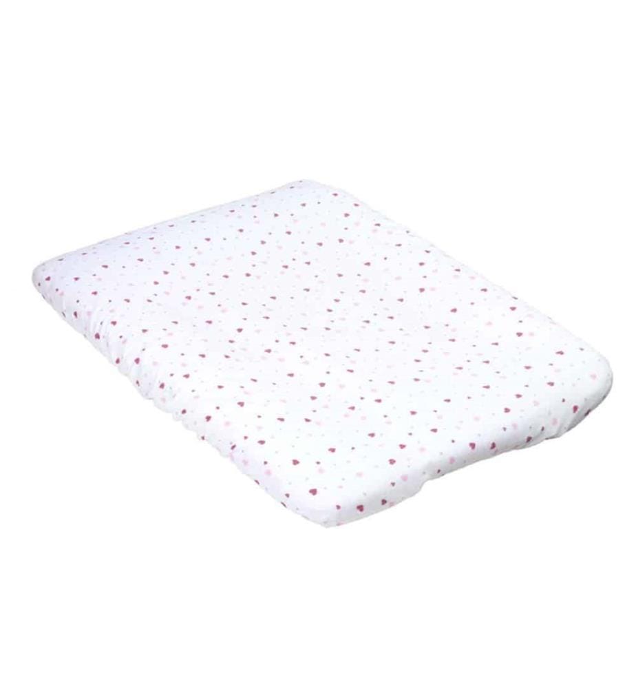 KULI-MULI Housse pour matelas à langer éponge Coeur rose 75 x 85 cm