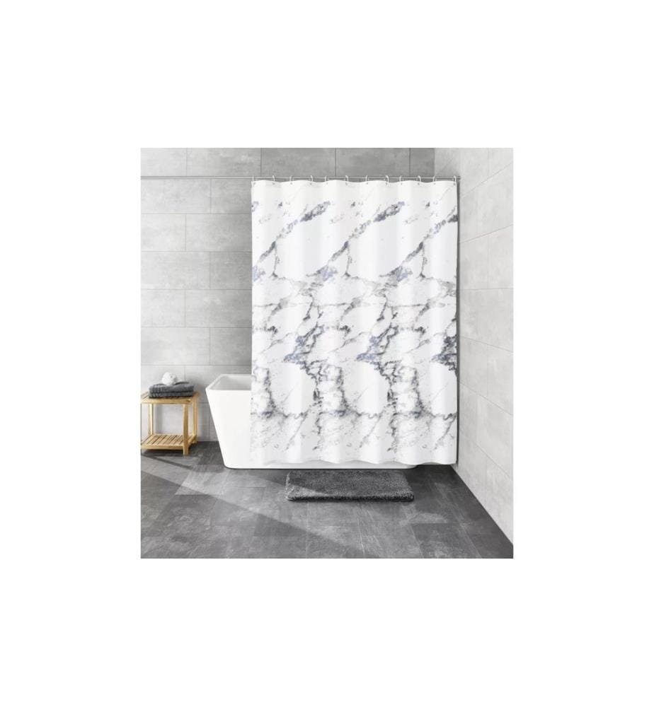 KLEINE WOLKE - Rideau de douche Marble 180 x 240 cm, Marbre gris/Blanc