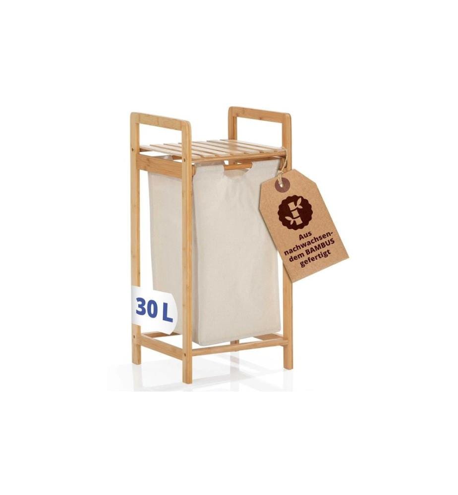 Lumaland - Corbeille à linge Bambus 30 l, Brun/Beige