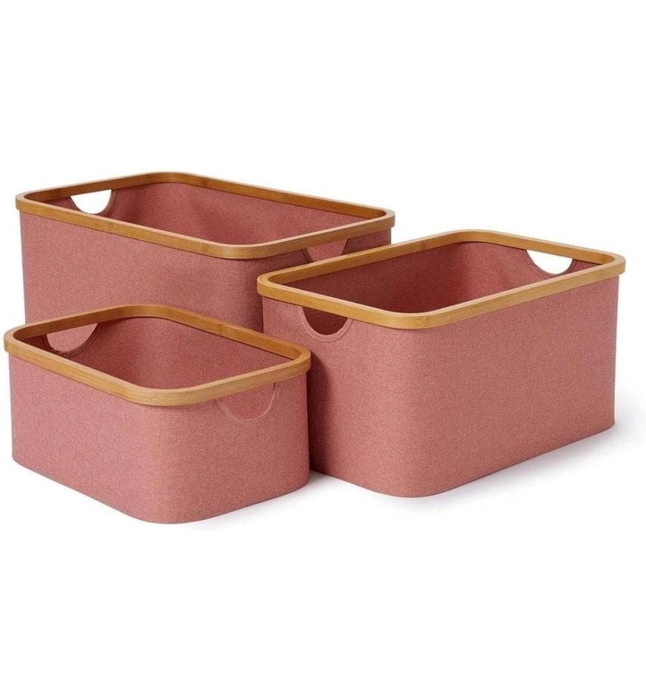 Lumaland - Boîte de rangement rectangulaire 3 pièces, Rose