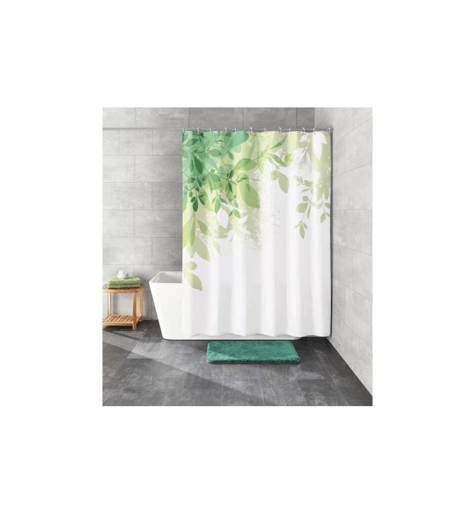 KLEINE WOLKE - Rideau de douche Floresta 180 x 200 cm , Vert/Blanc