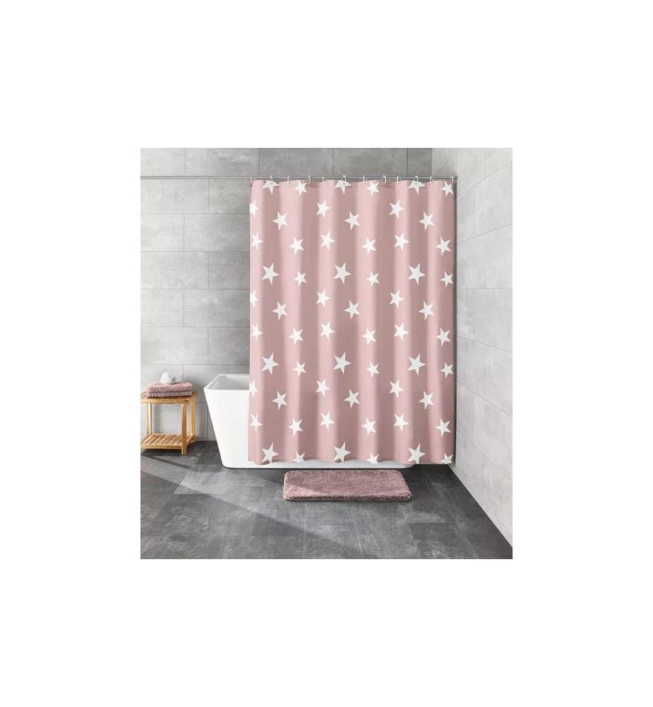 KLEINE WOLKE - Rideau de douche Nova 180 x 200 cm , Rose/Blanc