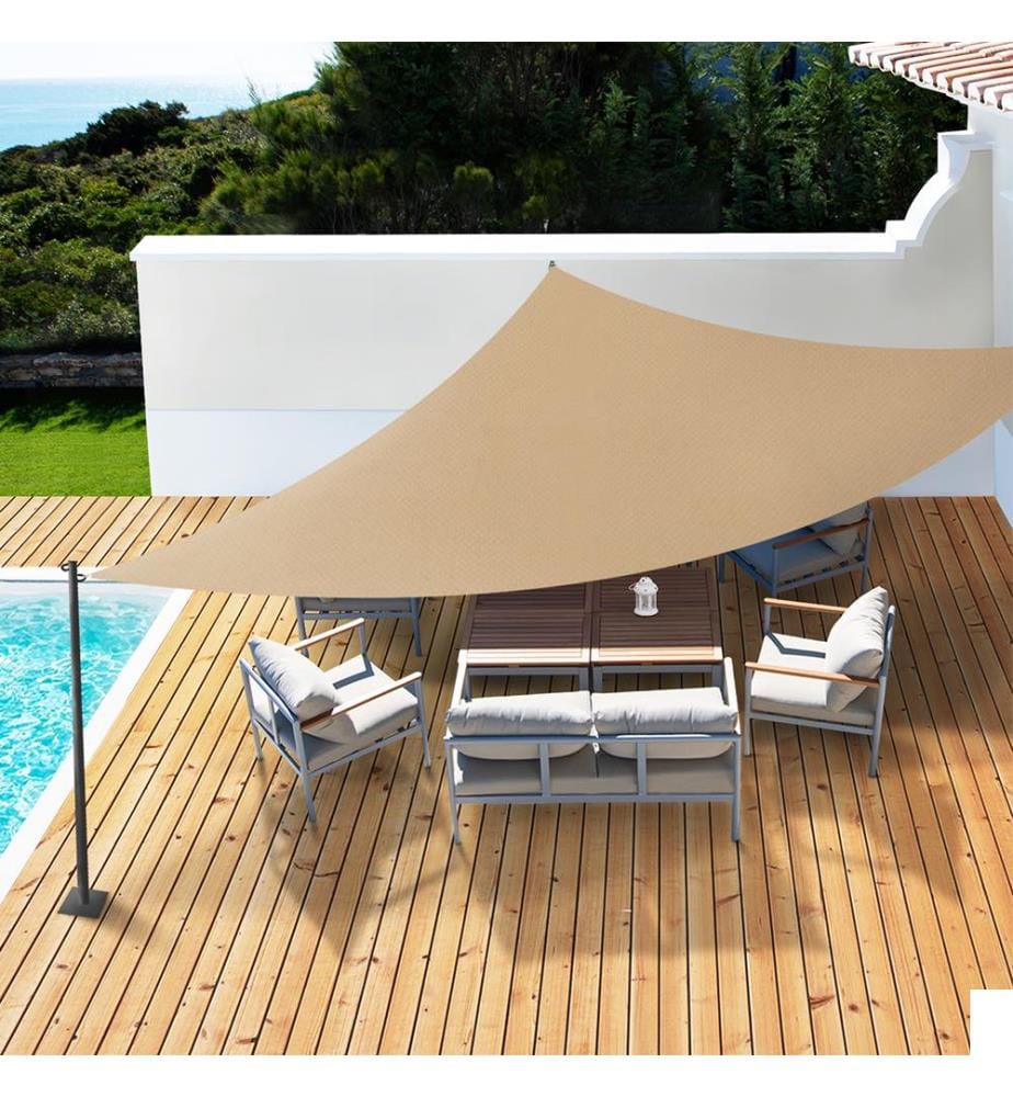 Voile d'ombrage triangulaire - 5 x 5 x 5 m - Beige