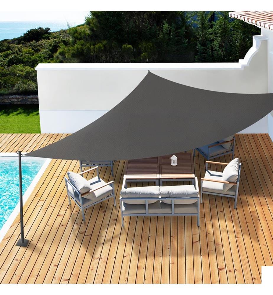 Voile d'ombrage triangulaire gris 5 x 5 x 5 m