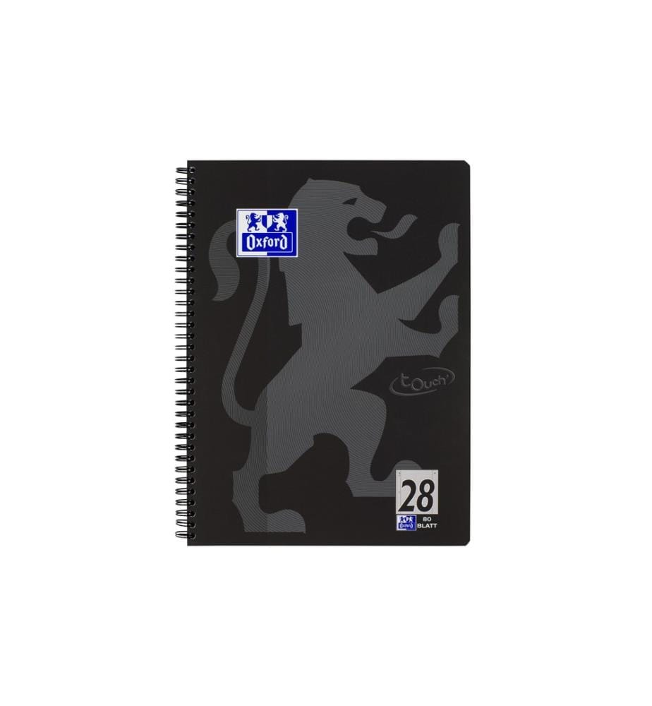 Oxford Carnet de notes Touchez le bloc-notes du collège L28, A4 +, À carreaux, Noir