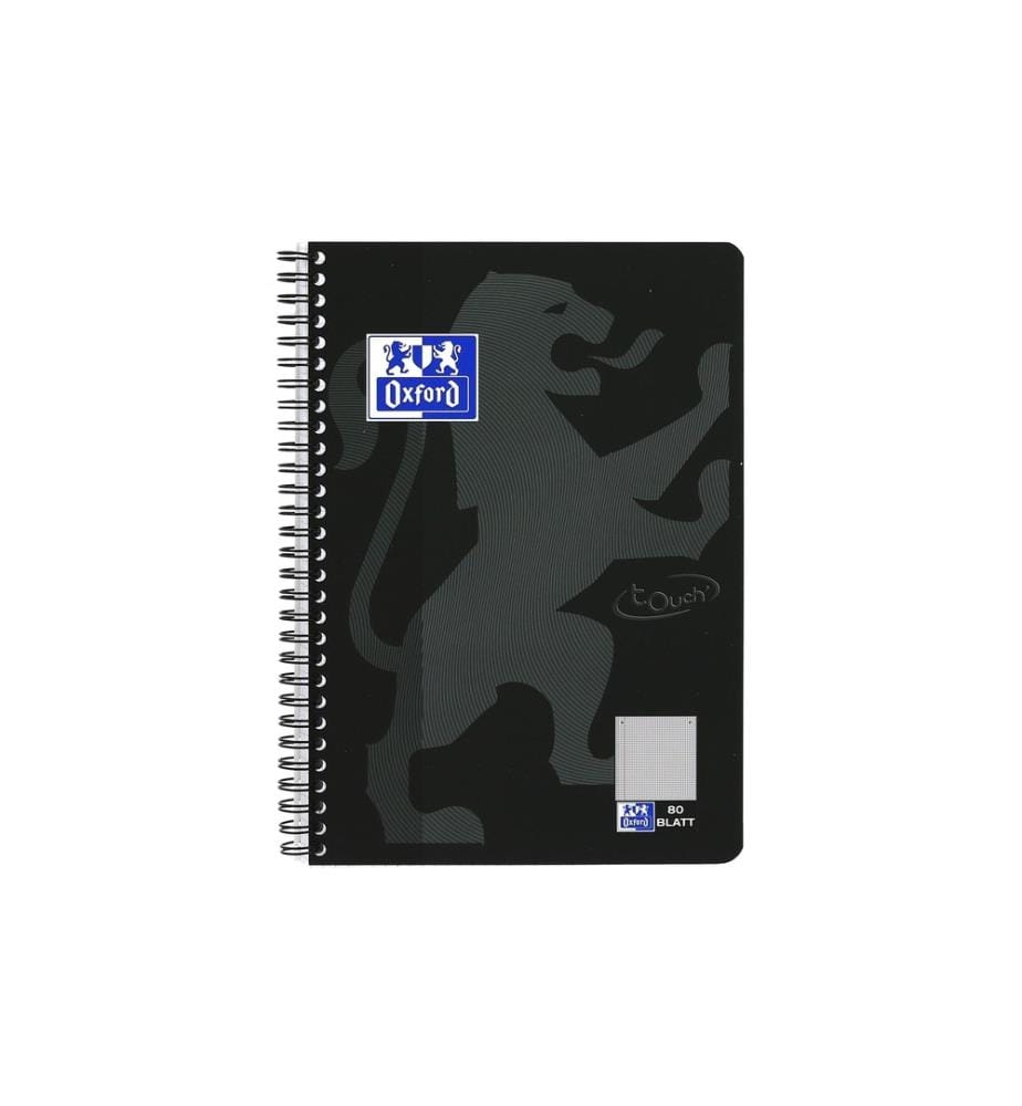 Oxford Carnet de notes Touchez le bloc-notes du collège L28, B5, À carreaux, Noir