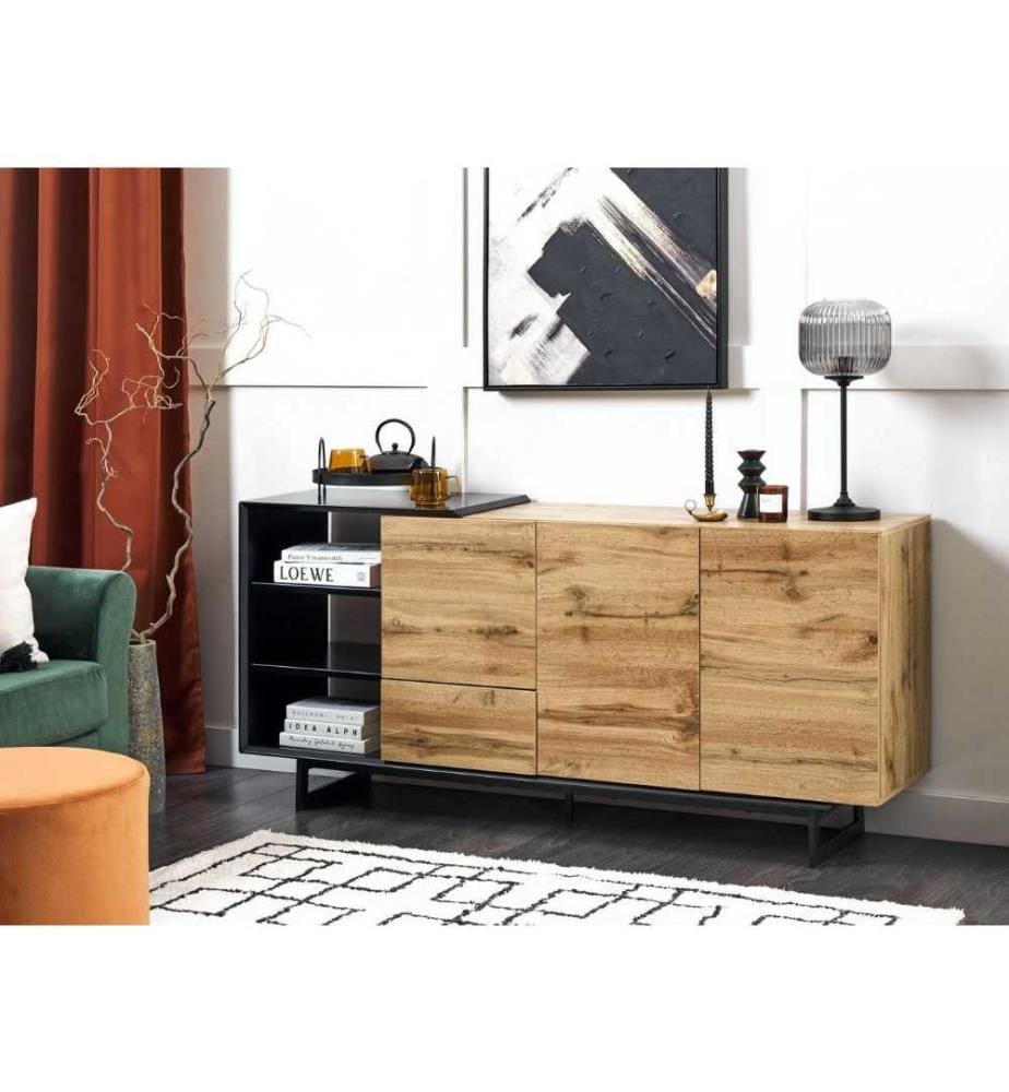 Commode 2 portes FIORA Marron/noir
