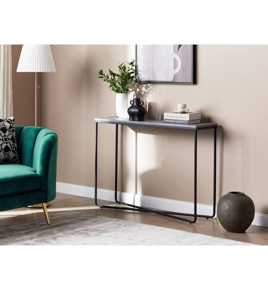 Table console aspect béton / noir Design moderne minimaliste pour salon chambre couloir