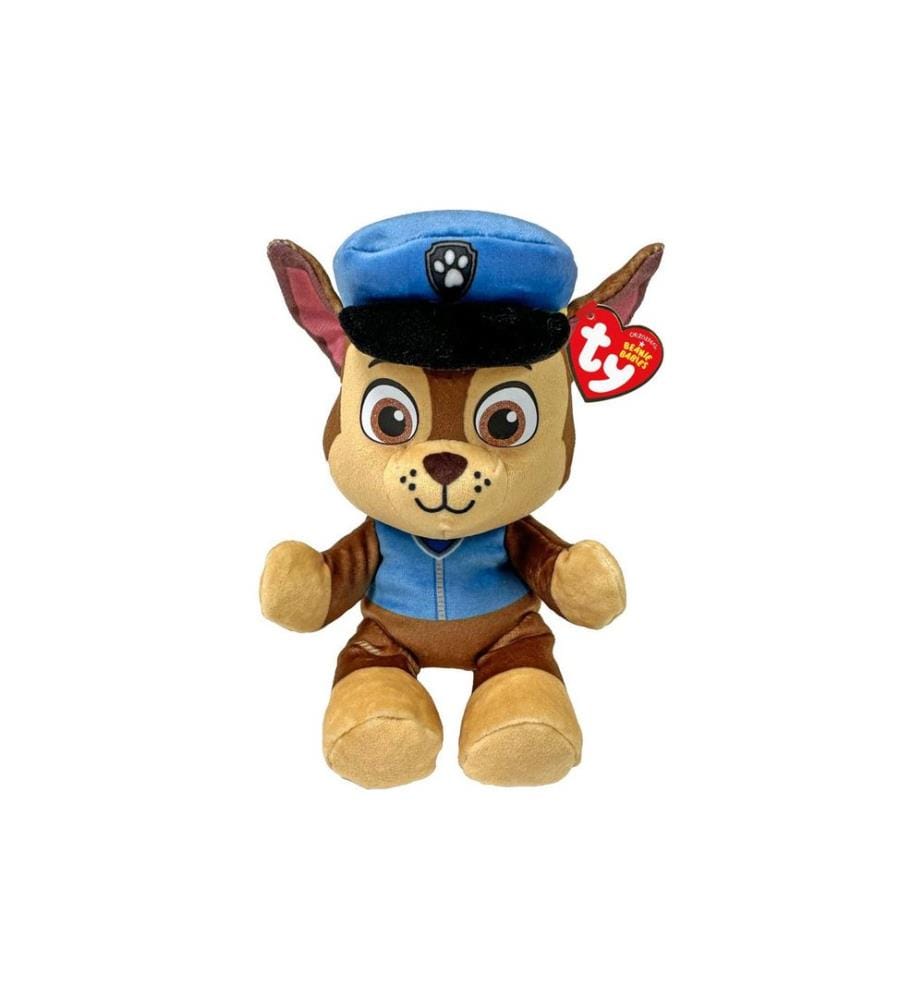 Ty - Peluche Paw Patrol Chase 20 cm, Bleu, Brun