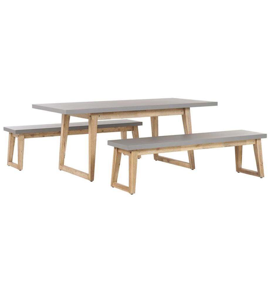 Salle à manger de jardin avec bancs 6 places ORIA Béton Gris