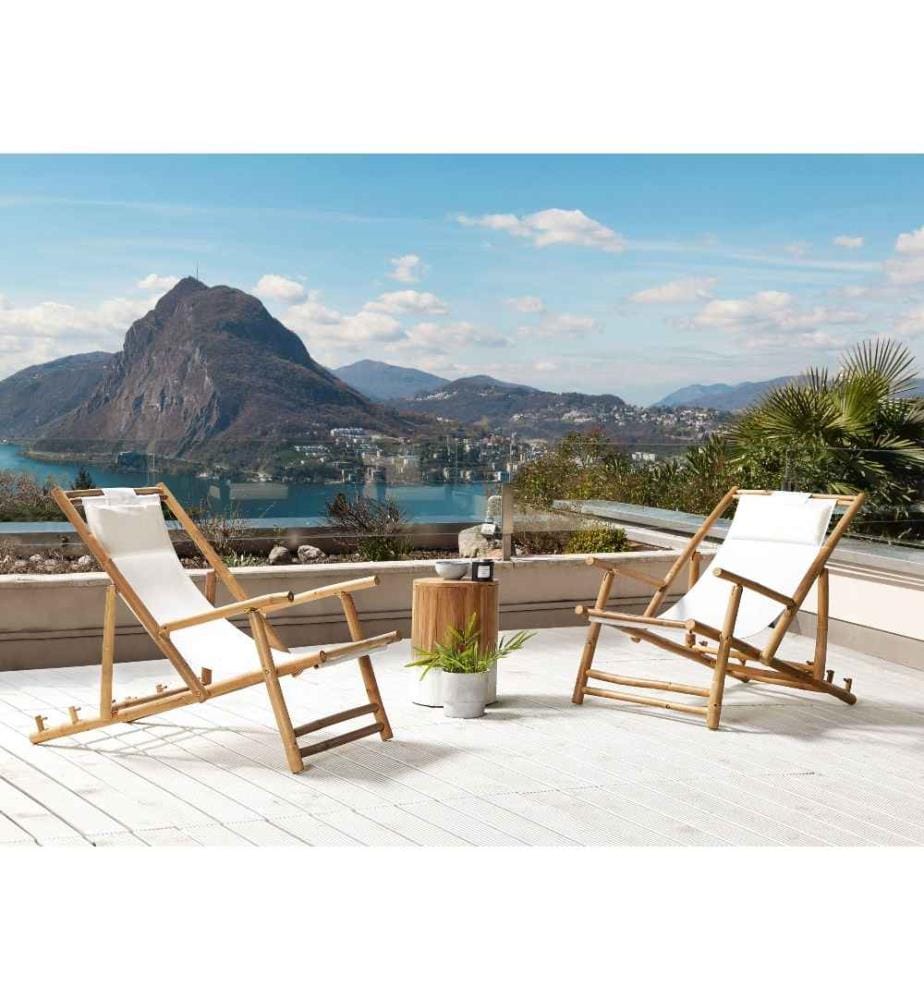 Lot de 2 chiliennes pliantes ATRANI Bambou Beige clair