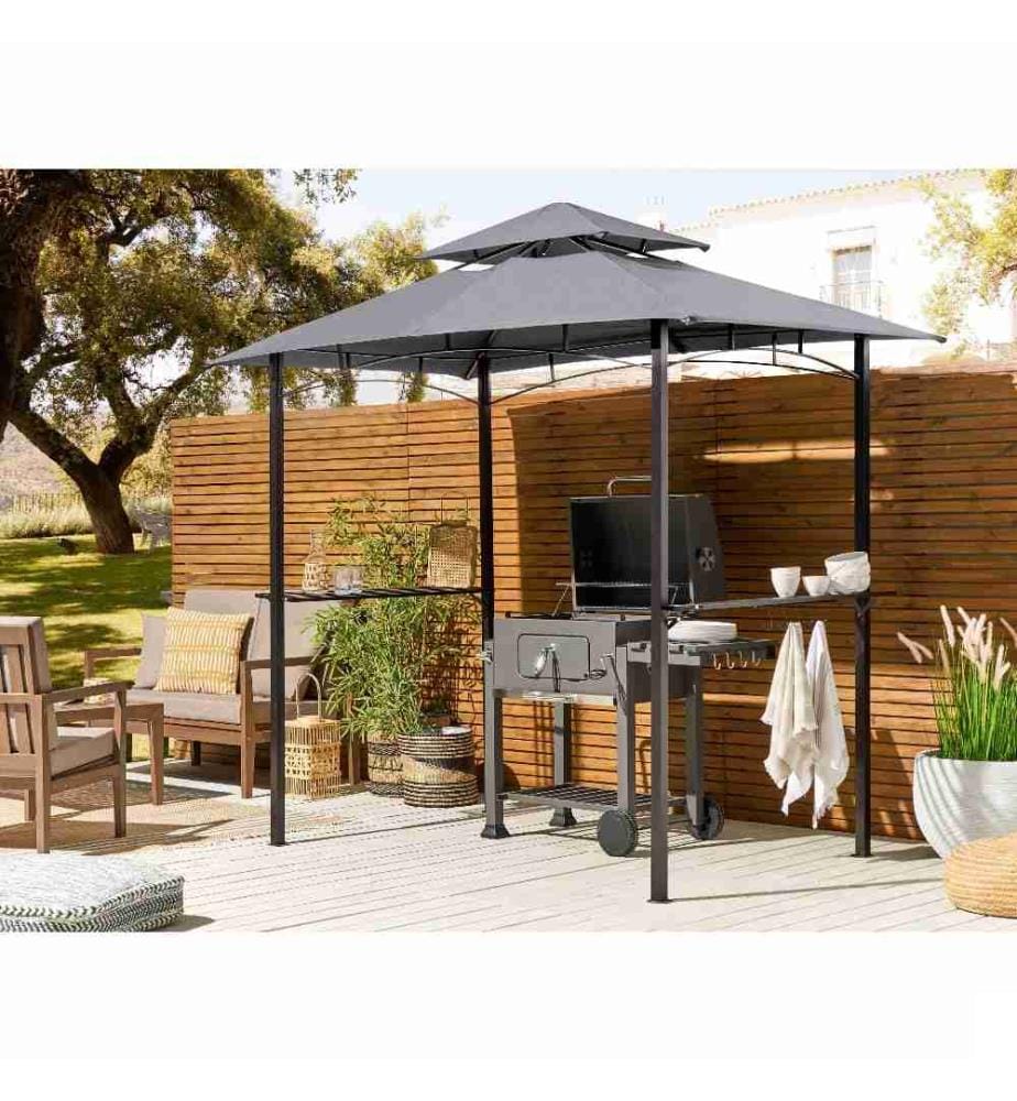 Tonnelle de jardin NARO Métal 240 cm 148 cm Gris