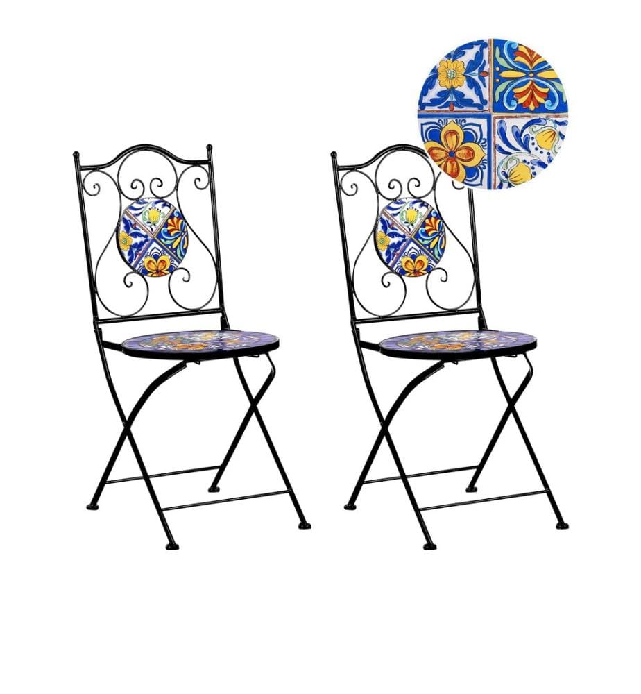 Lot de 2 chaises de jardin CORIANO Pliant Métal Noir