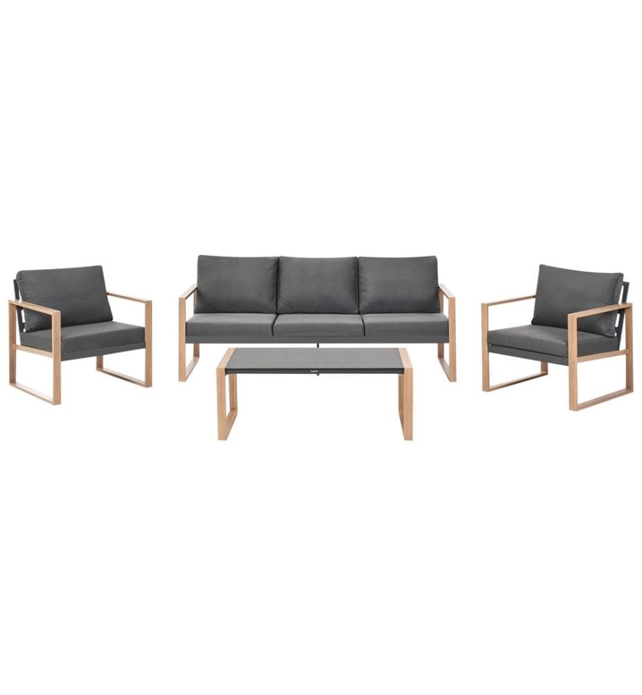 Ensemble de salon de jardin avec table 5 places GELSO Métal Gris foncé