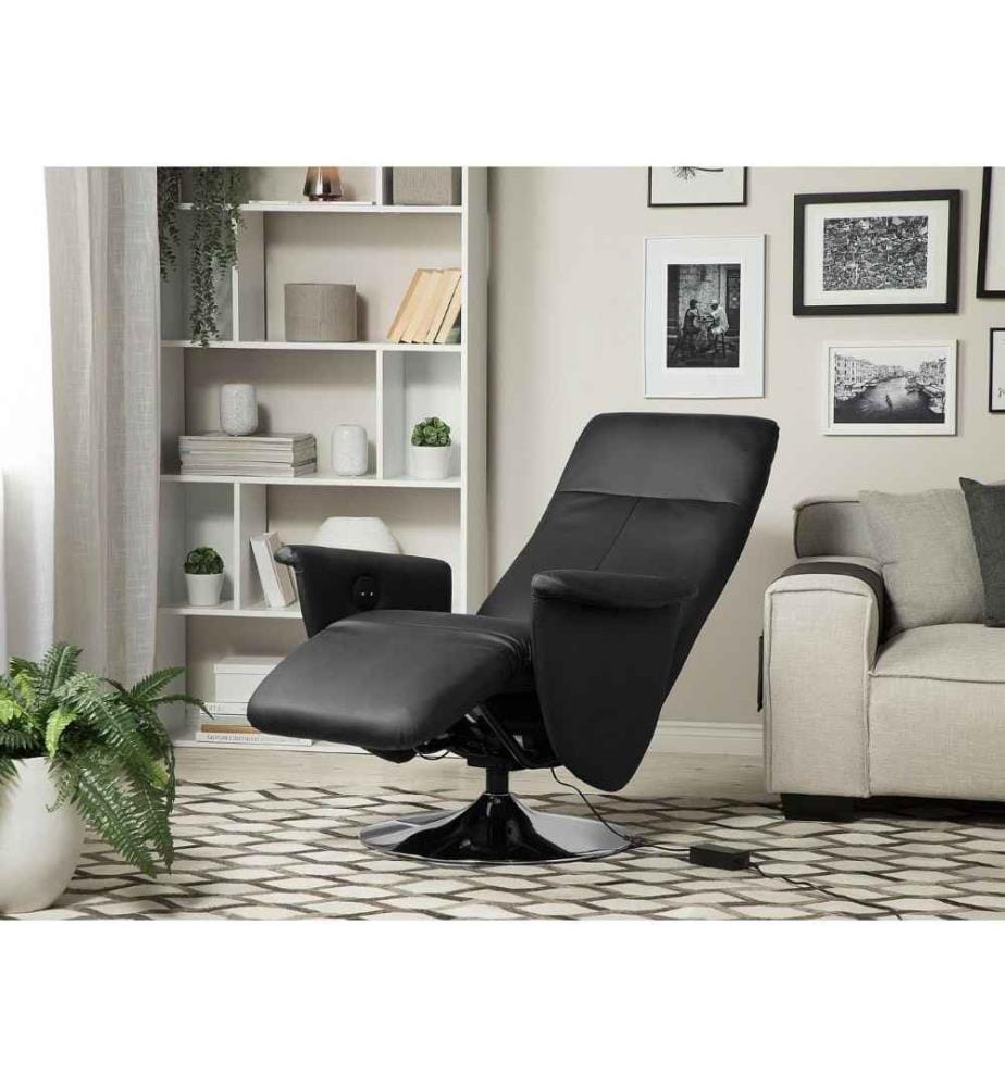 Fauteuil inclinable PRIME Repose-pieds inclus Cuir PU Noir
