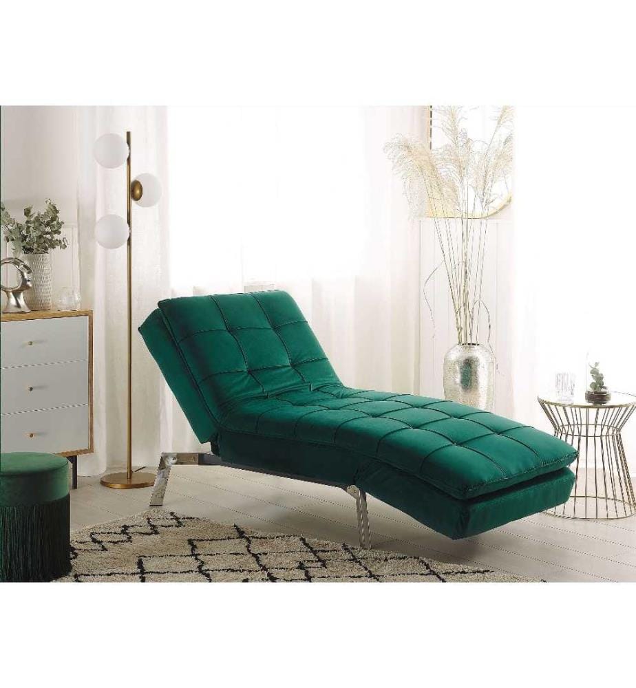 Chaise longue LOIRET Velours Vert émeraude