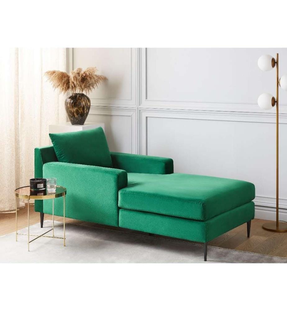 Chaise longue GUERET Velours Vert