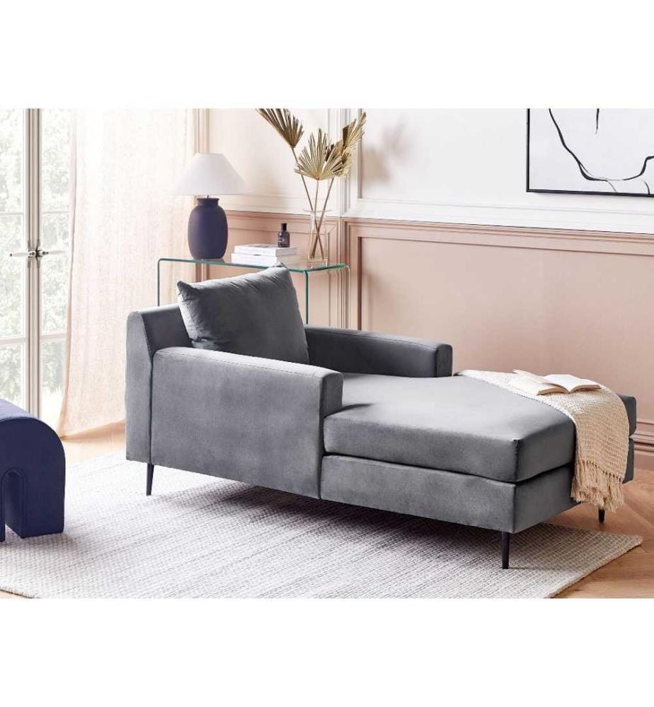 Chaise longue GUERET Velours Gris