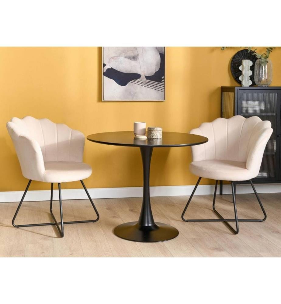 Fauteuil LOVELOCK Velours Blanc cassé
