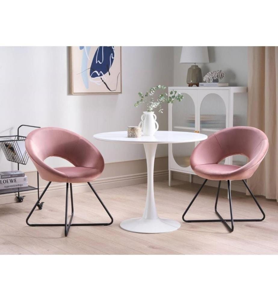 Chaise de salle à manger RACHEL Velours Rose