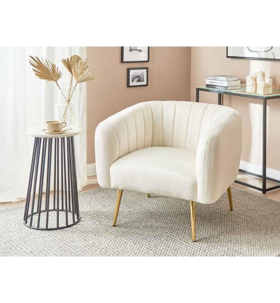 Fauteuil LACONIA Velours Blanc cassé